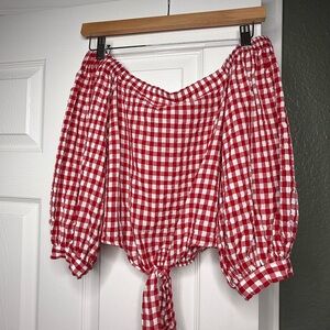 Forever 21 Red and White Gingham Top